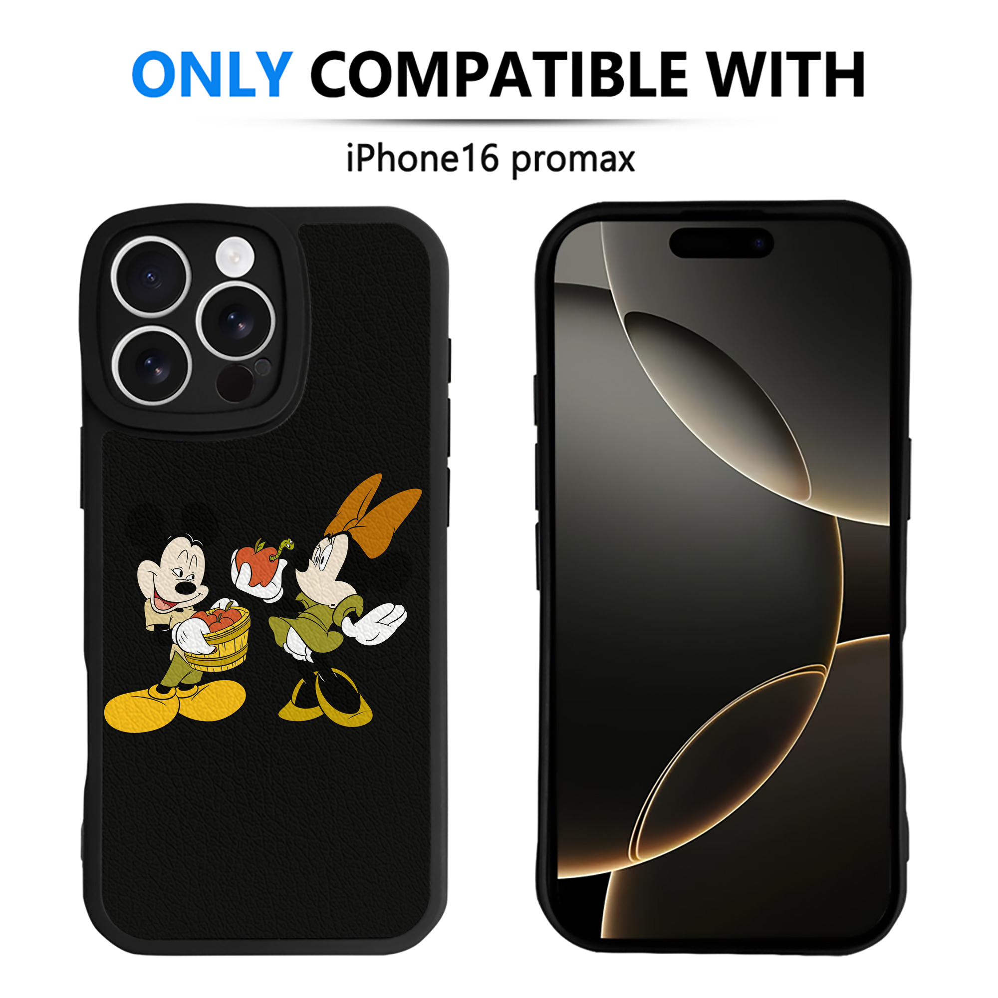 （画像用） ミッキーマウス Mickey Mouse 【iPhone 16シリーズ対応】シリコンスマホケース（レザー調） 材質：シリコン